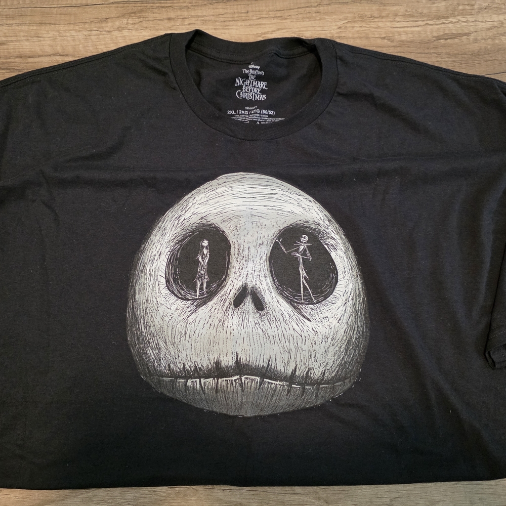 Disney Black and White Jack Skellington Short Sleeve Tee